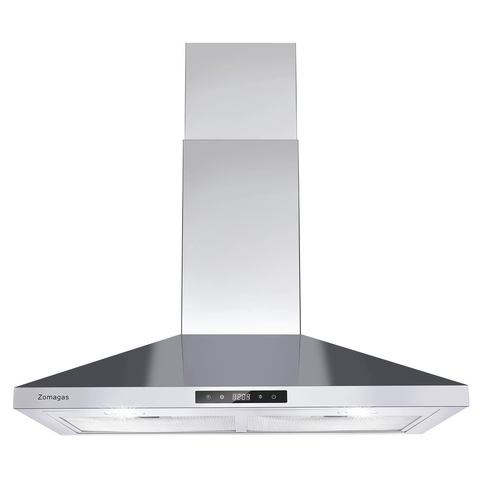 Zomagas Range Hood 30 Inch Stainless Steel, Wall Mount Stove Hood Ductedductless Convertible With 3 Speed Kitchen Vent Hood, Touch Contr