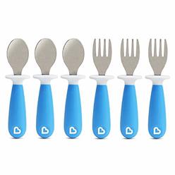 Munchkin 6 Count Raise Toddler Forks And Spoons, Blue, 12+