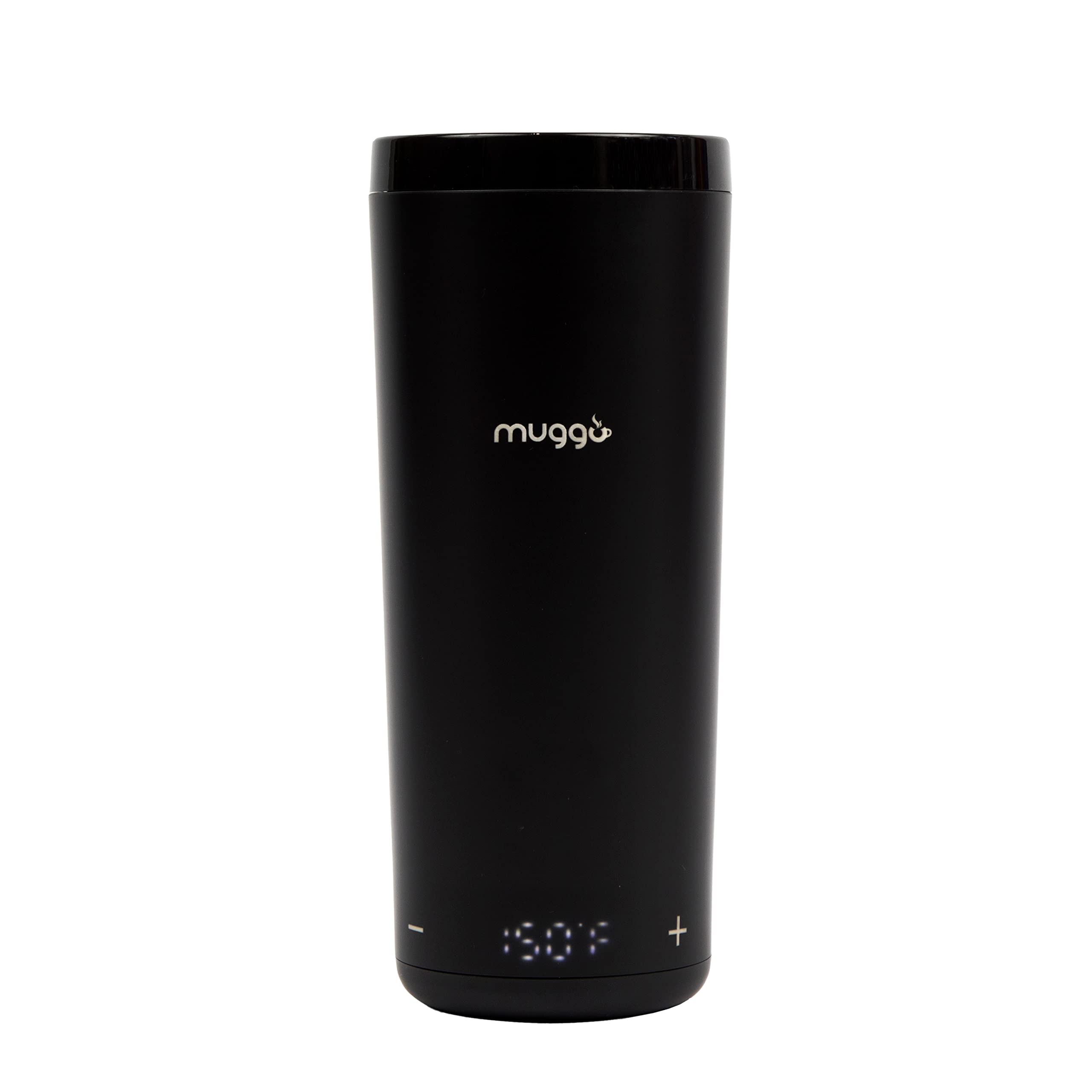 Muggo 12 Oz Self-Heating Coffee Mug, Temperature Control Travel Mug, Black Portable Heated Coffee Mug With Leak-Proof Lid & 3-Ho