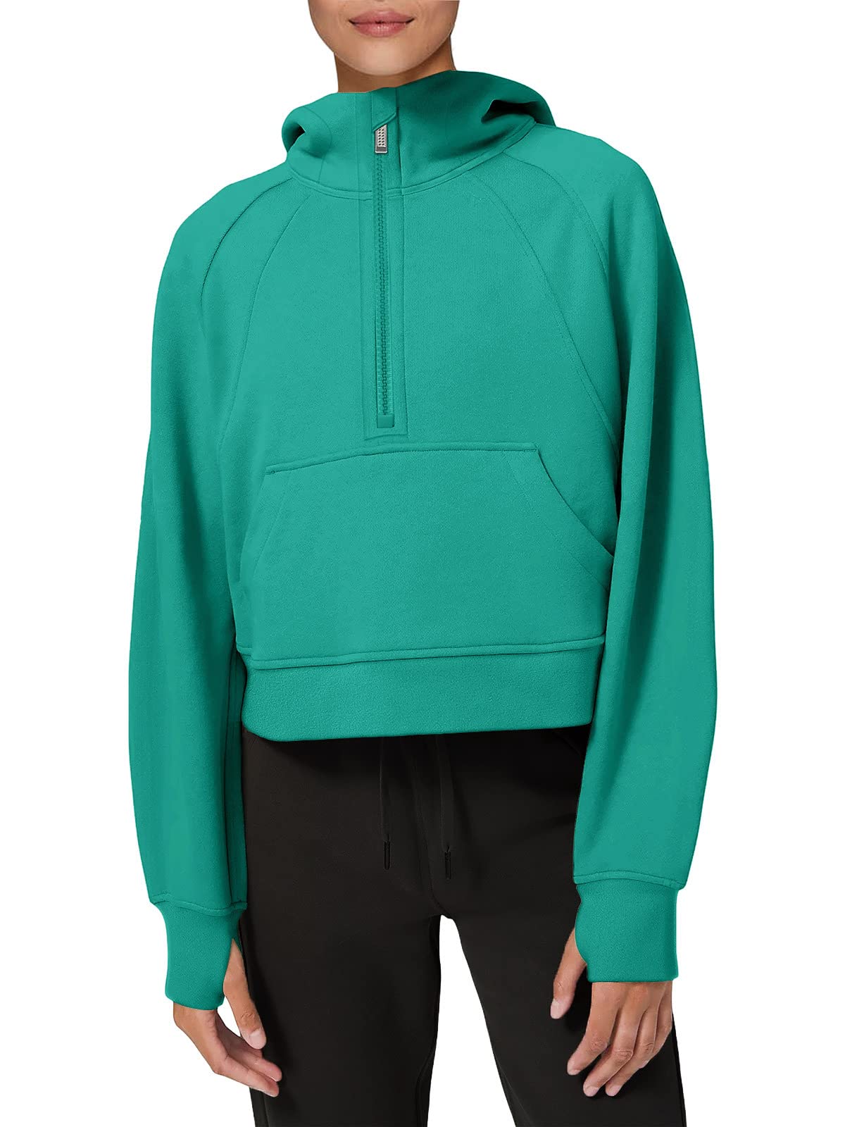 LASLULU Laslulu Womens Fleece Lined Crop Hoodies Cropped Sport Athletic  Hoodie Stand Collar Winter Warm Sweater Zipper Sweatshirt Long S