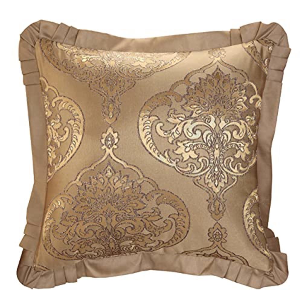 Chic Home 9 Piece Como Decorator Upholstery Quality Jacquard Motif Fabric Bedroom Comforter Set & Pillows Ensemble, King, Gold