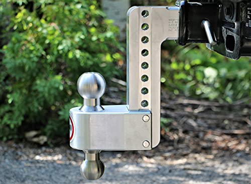 Weigh Safe Ltb8-2.5, 8 Drop 180 Hitch W/ 2.5 Shank/Shaft, Adjustable Aluminum Trailer Hitch & Ball Mount, Stainless Steel Comb