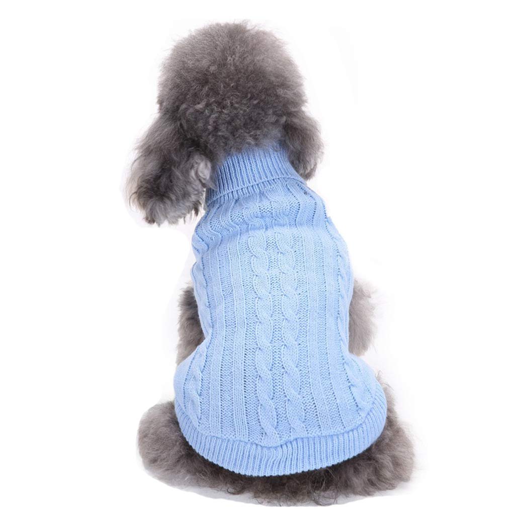 CHBORCHICEN Small Dog Sweaters Knitted Pet Cat Sweater Warm Dog Sweatshirt Dog Winter Clothes Kitten Puppy Sweater (Large,Light Blue)