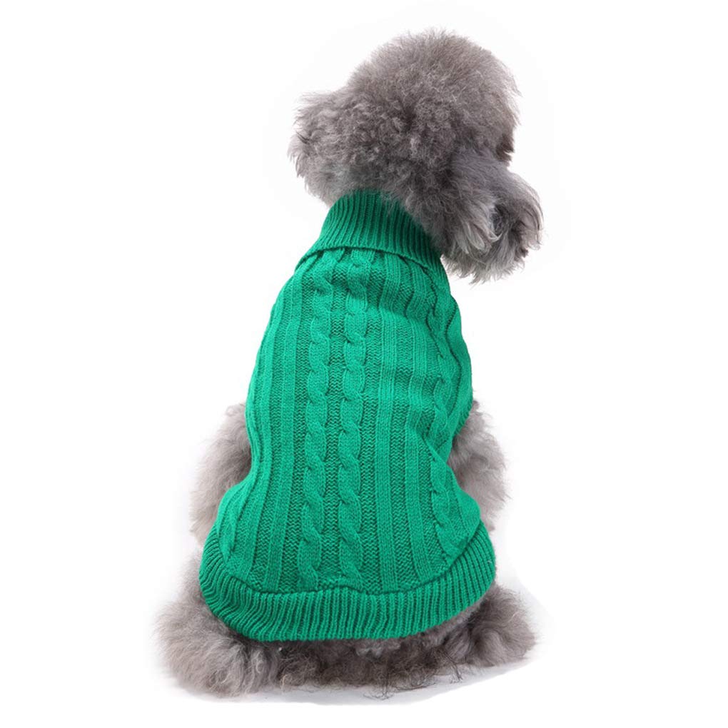 Chborchicen Small Dog Sweaters Knitted Pet Cat Sweater Warm Dog Sweatshirt Dog Winter Clothes Kitten Puppy Sweater (Medium,Green