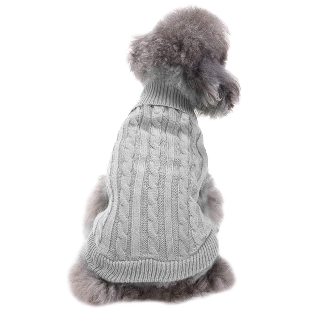 Chborchicen Small Dog Sweaters Knitted Pet Cat Sweater Warm Dog Sweatshirt Dog Winter Clothes Kitten Puppy Sweater (Medium, Grey
