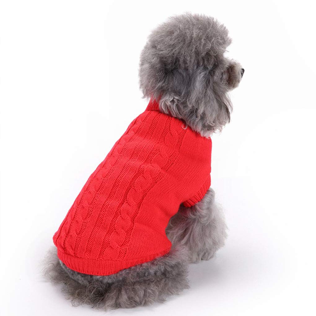 Chborchicen Small Dog Sweaters Knitted Pet Cat Sweater Warm Dog Sweatshirt Dog Winter Clothes Kitten Puppy Sweater (Large,Red)