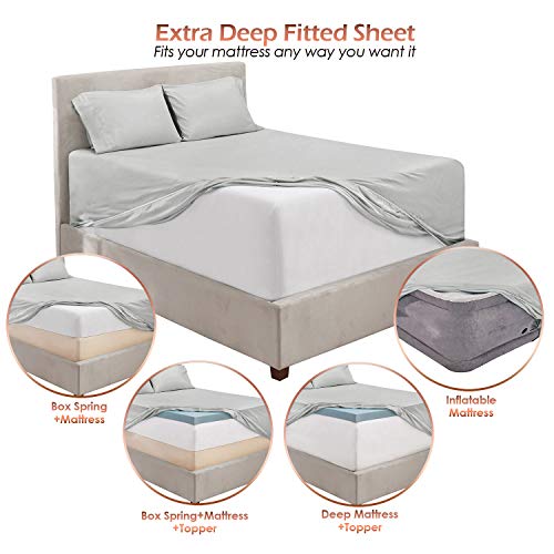Nestl Bedding Nestl Extra Deep Pocket Bed Sheet Set – 6-Piece Hotel Bed Sheet Set Deep Pocket Bed Sheets 18-24 Inch Deep Pockets – Fitted Shee