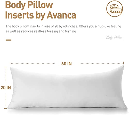 Acanva Fluffy Bed Sleeping Side Sleeper Body Pillow Insert, Long 20” X 60”, White