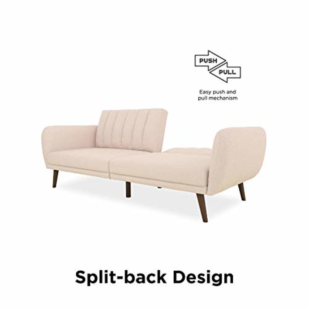 Novogratz Brittany Sofa Futon - Premium Upholstery And Wooden Legs - Pink