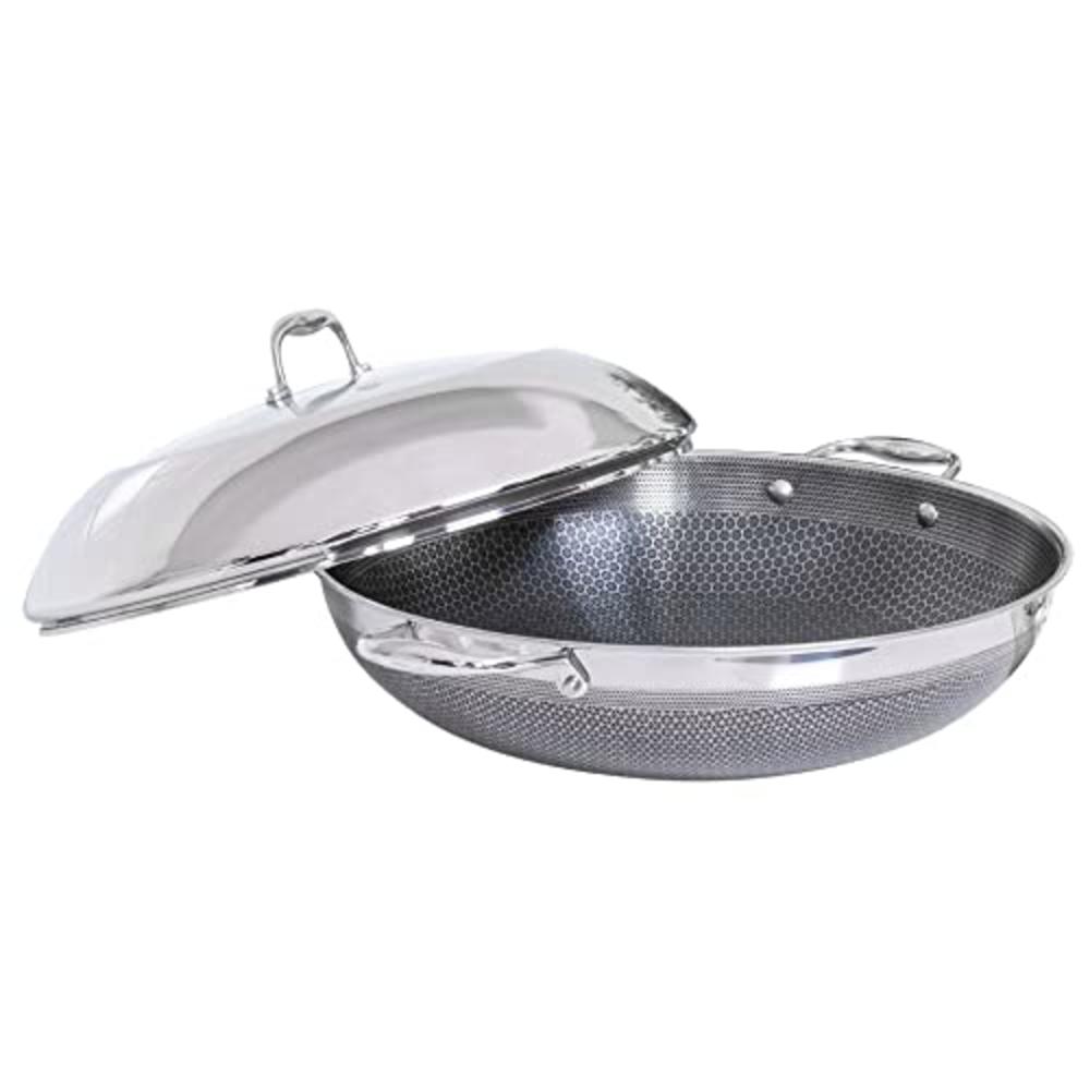 Hexclad 14 Inch Hybrid Stainless Steel Wok Pan With Stay-Cool Handle - Pfoa Free, Dishwasher And Oven Safe, Works With Induction
