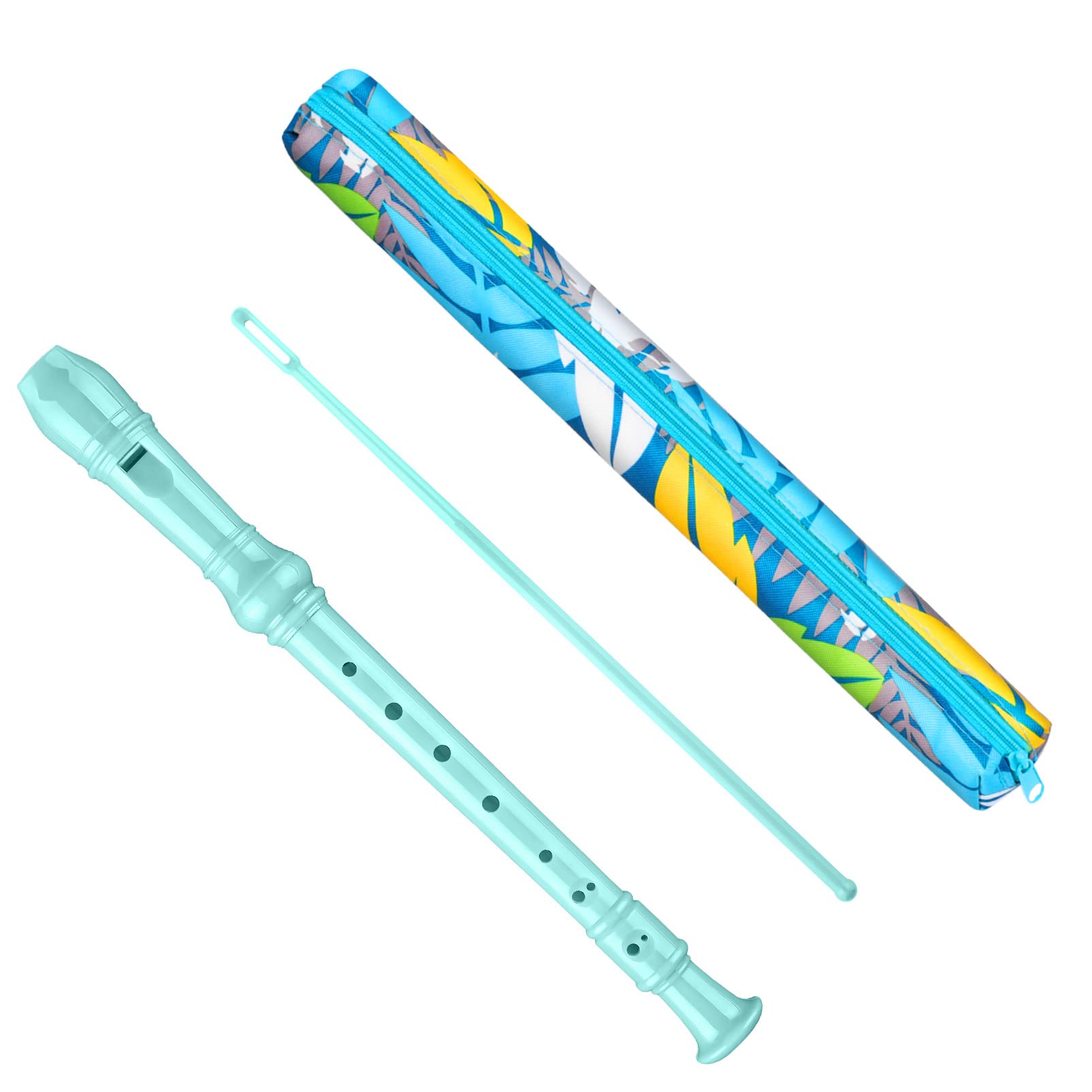 Yop-yes Descant Soprano Recorder Music Recorder Instrument For Kids Flute Kids Recorder With Cleaning Rod + Case Bag (Lake Green)