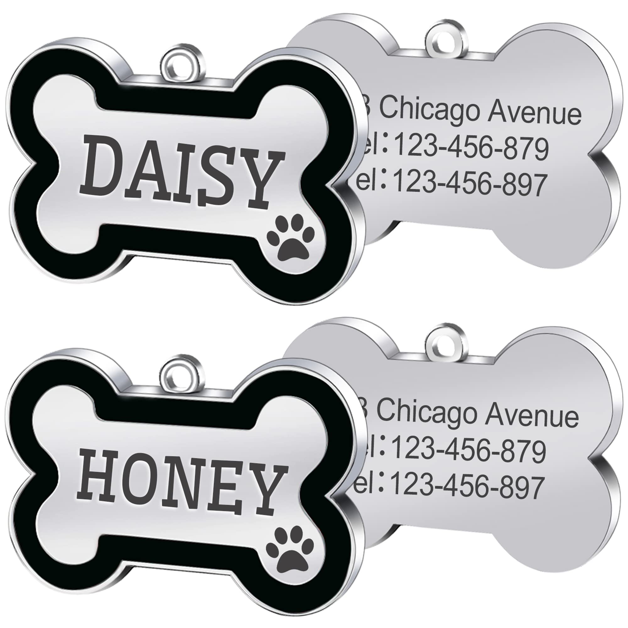 Jatebi Pet Id Tags,Personalized Dog Tags And Cat Tags,Engraved Both Sides Bone Shape Collar Pendant Custom Pet Supplies Engrave 