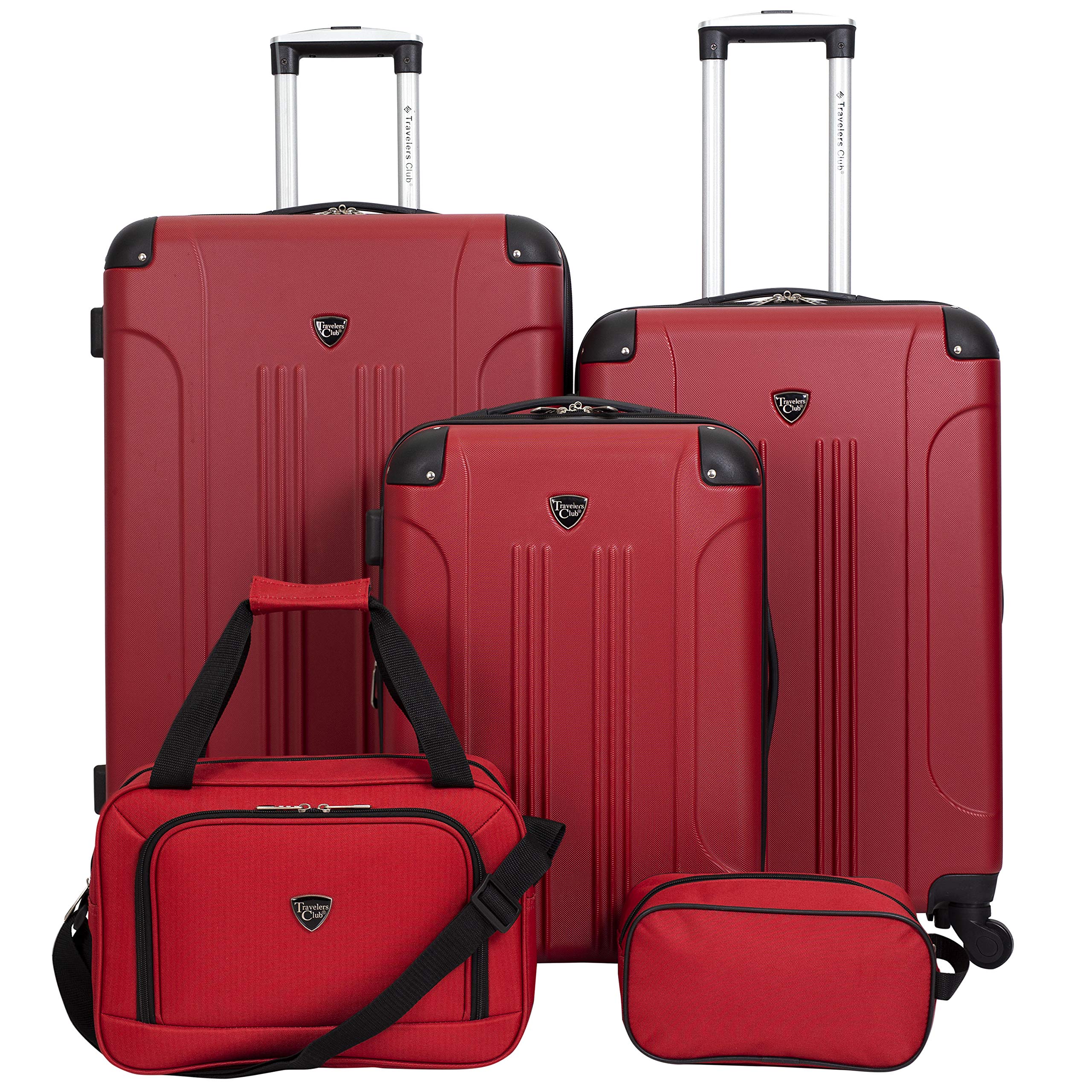 Travelers Club Chicago Hardside Expandable Spinner Luggage, Red, 5 Piece Set