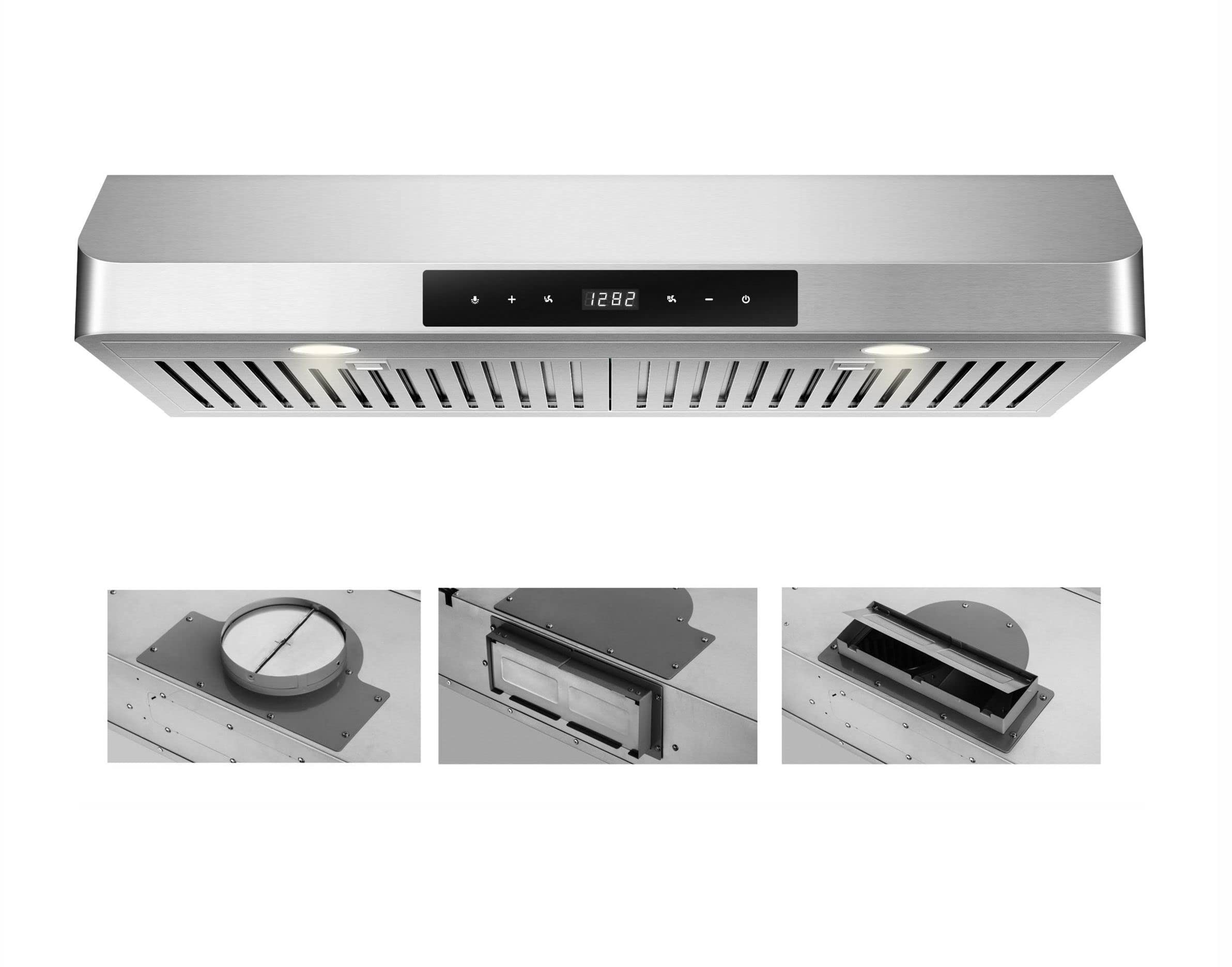 EVERKITCH EVK213-30 Range Hood 30 Inch Under Cabinet, Everkich, 800Cfm,  Stainless Steel Kitchen Vent Stove Hood, Touch Control, Permanent Stainless