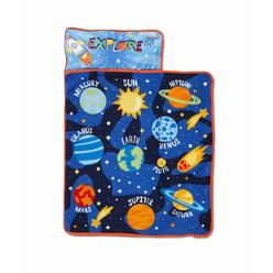 Baby Boom Funhouse Explore Planets & Outer Space Kids Nap Mat Set - Includes Pillow And Fleece Blanket - Great For Boys Napping During Day
