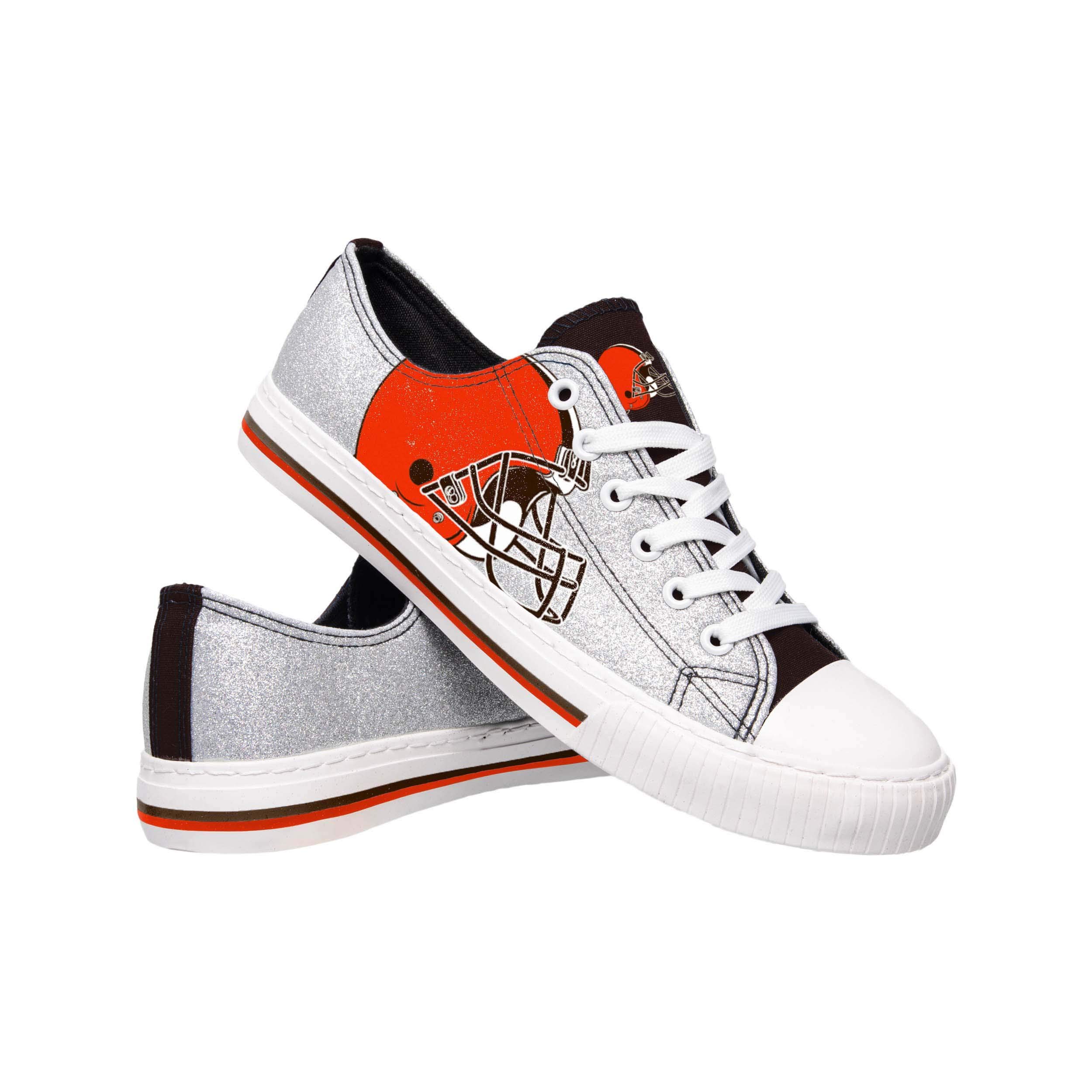 Foco Cleveland Browns Nfl Womens Glitter Low Top Canvas Shoes - 7M