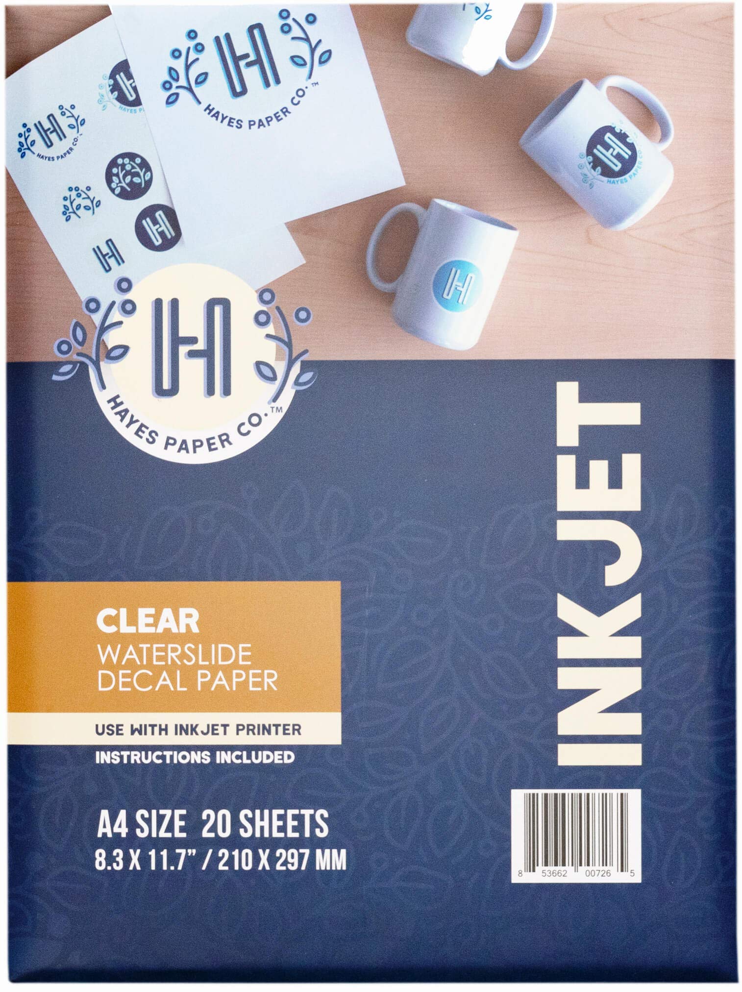 Hayes Paper Co. Hayes Paper Co, Waterslide Decal Clear Inkjet (A3, 20 Sheets)