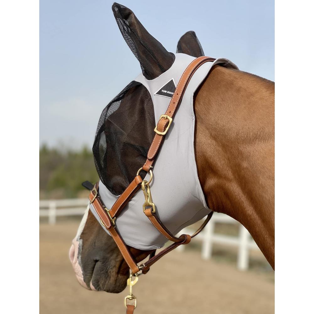 TgW RIDINg Horse Fly Mask Super comfort Horse Fly Mask Elasticity Fly Mask with Ears We Only Make Products That Horses Like (gra