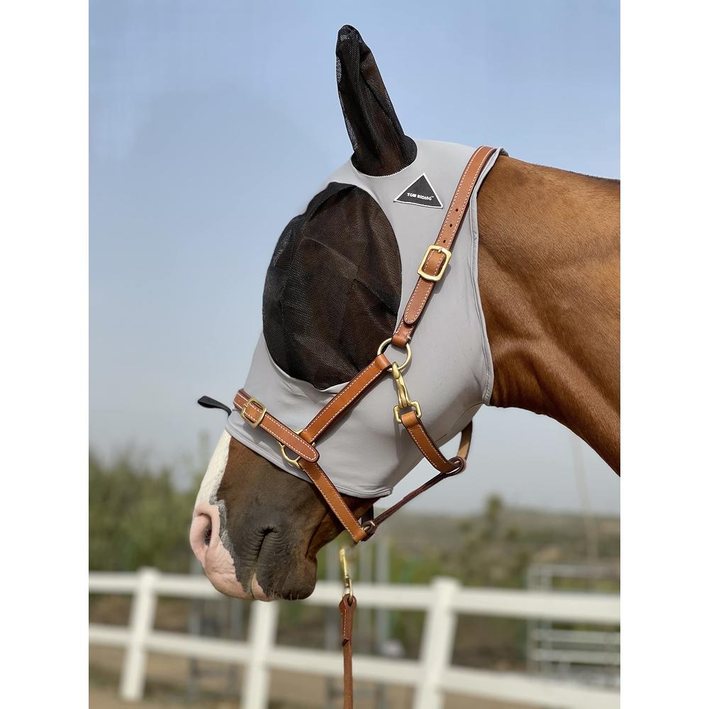 TgW RIDINg Horse Fly Mask Super comfort Horse Fly Mask Elasticity Fly Mask with Ears We Only Make Products That Horses Like (gra
