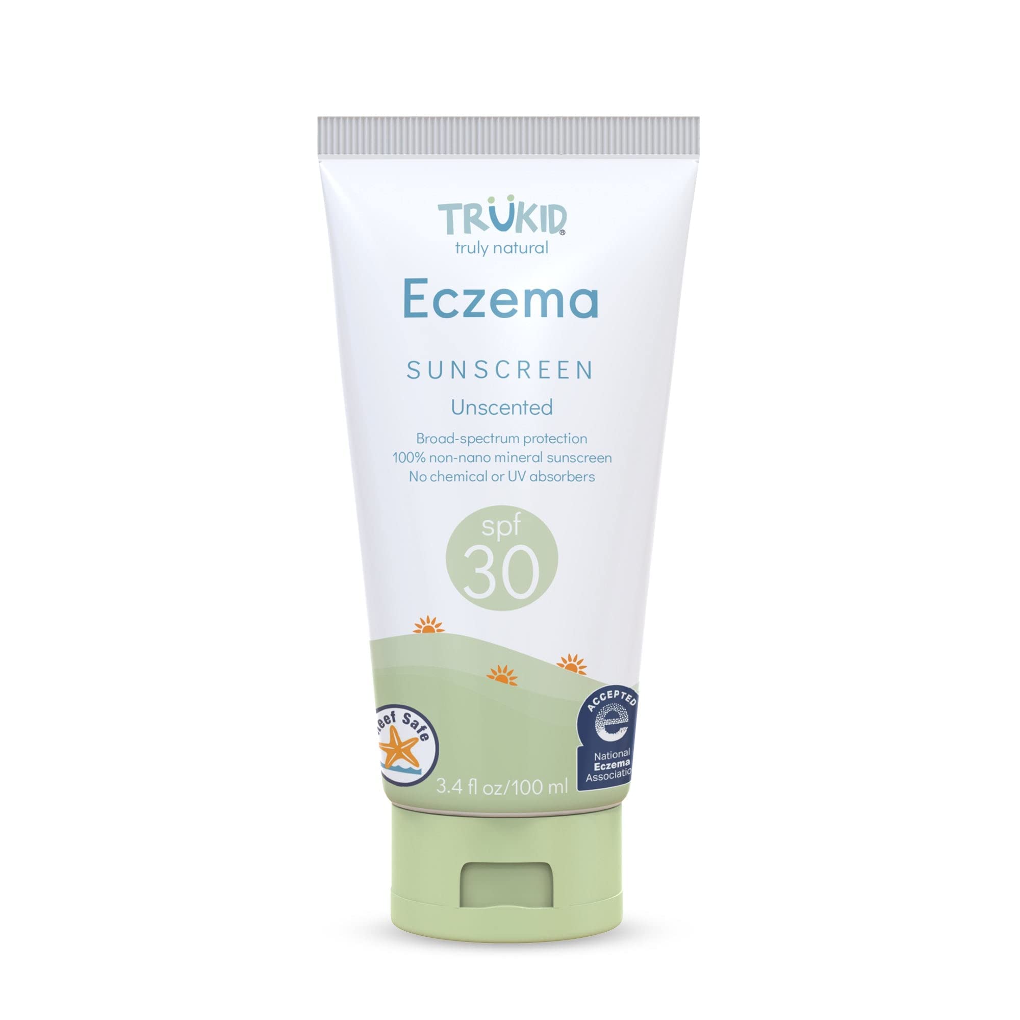 TruKid Eczema SPF 30+ Sunscreen - UVAUVB Protection for Sensitive and Irritated Skin, Unscented, NEA-Approved for Eczema, FSA El
