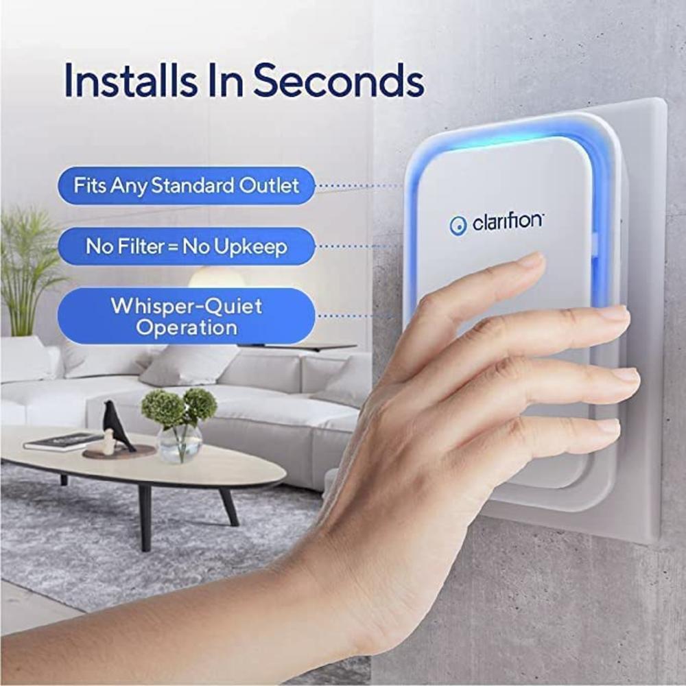 clarifion - Air Ionizers for Home (1 Pack), Negative Ion Filtration System, Quiet Air Freshener for Bedroom, Office, Kitchen, Po
