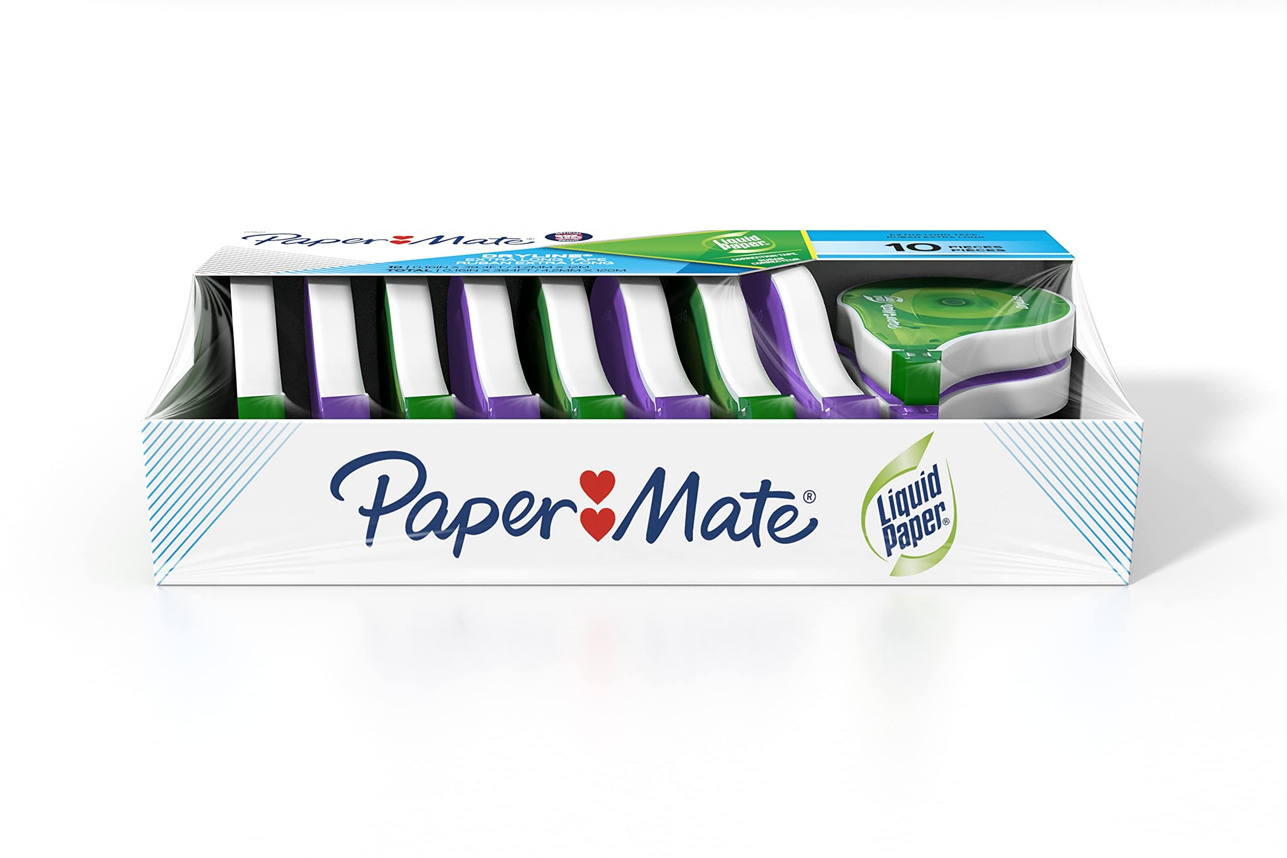 Liquid Paper Paper Mate Liquid Paper DryLine, Extra Long Tape, Assorted colors, 10 count