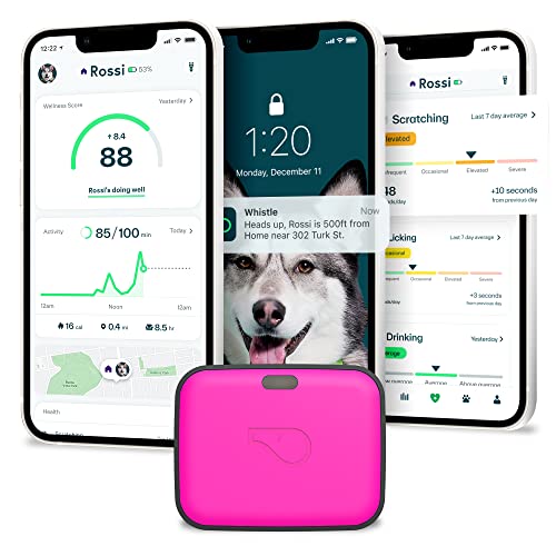 Whistle gPS + Health + Fitness - Ultimate Dog gPS Tracker Plus Dog Health & Fitness Monitor, Waterproof, Safe Place Escape Alert