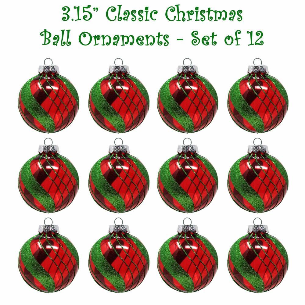 Sleetly Red and green christmas Ball Ornaments for christmas Tree Decorations, Shatterproof Large classic christmas Ornaments, 3