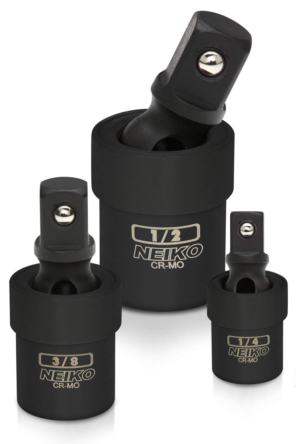 NEIKO 02486A Impact Universal Joint-Socket Swivel Set, Socket Extension Set Made From cr-Mo with Included 14-, 38-, and 12-Inch 