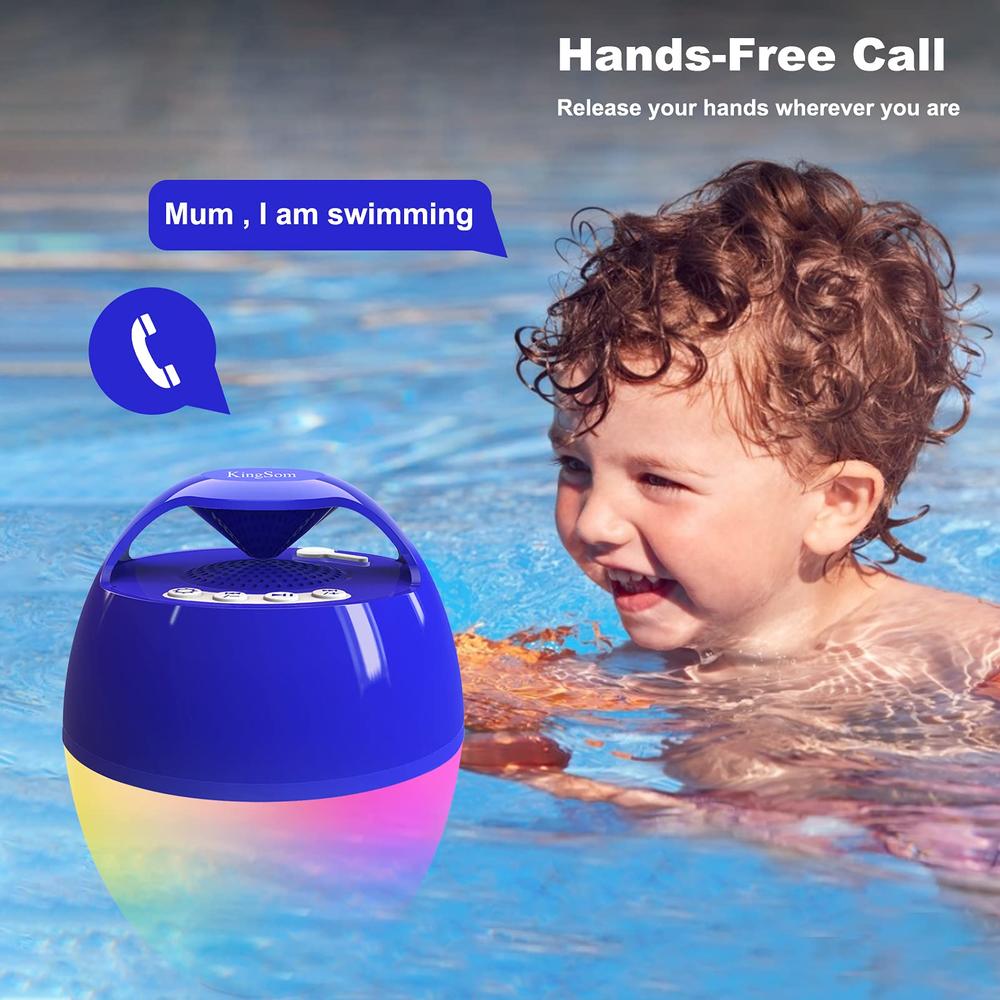 KINGSOM Portable Bluetooth Pool Speaker,Hot Tub Speaker with colorful ...