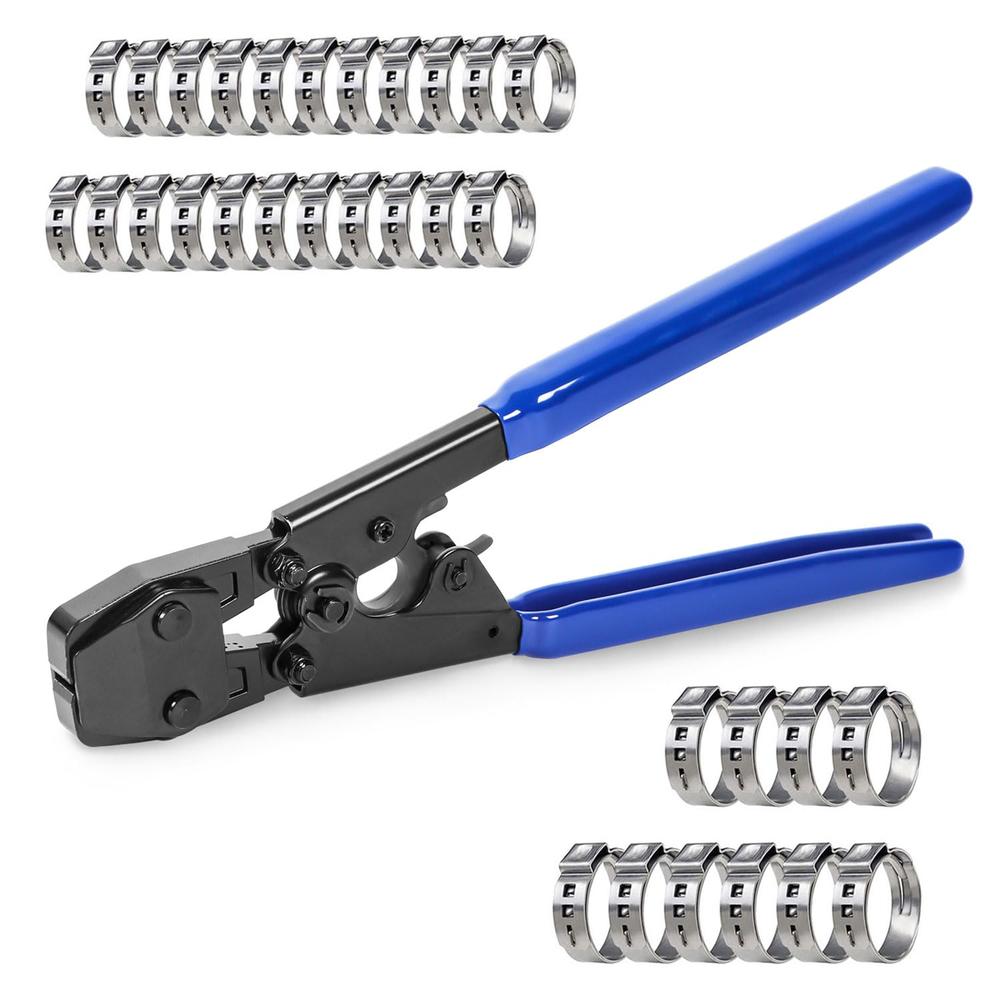 JWgJW PEX clamp cinch Tool crimping Tool crimper for Stainless Steel clamps from 38to 1 with 12 22PcS and 34 10PcS PEX clamps (0