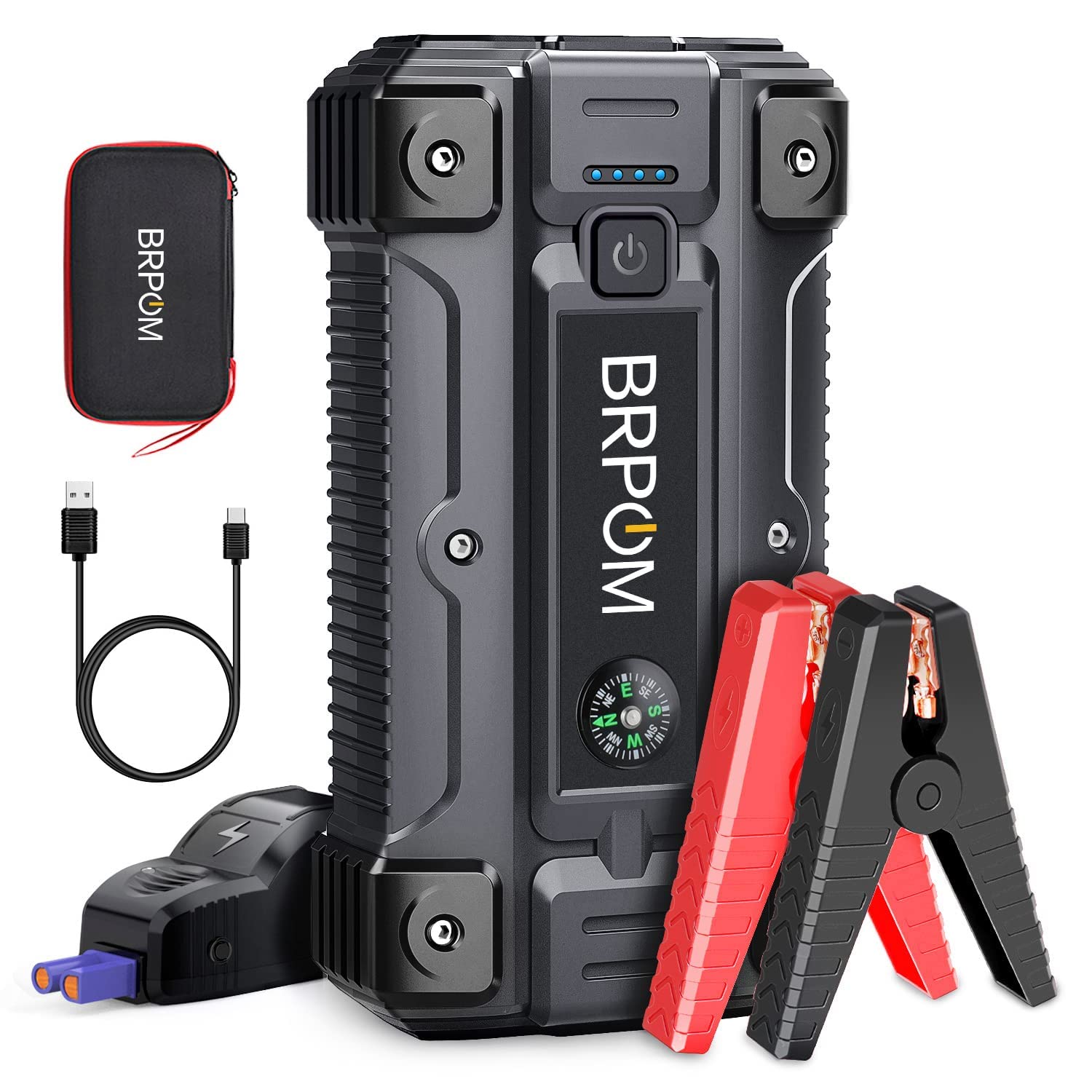 BRPOM car Jump Starter, 3000A Peak 23800mAh (Up to 100L gas or 80L Diesel Engine, 50 Times) 12V Auto Booster Battery charger Jum