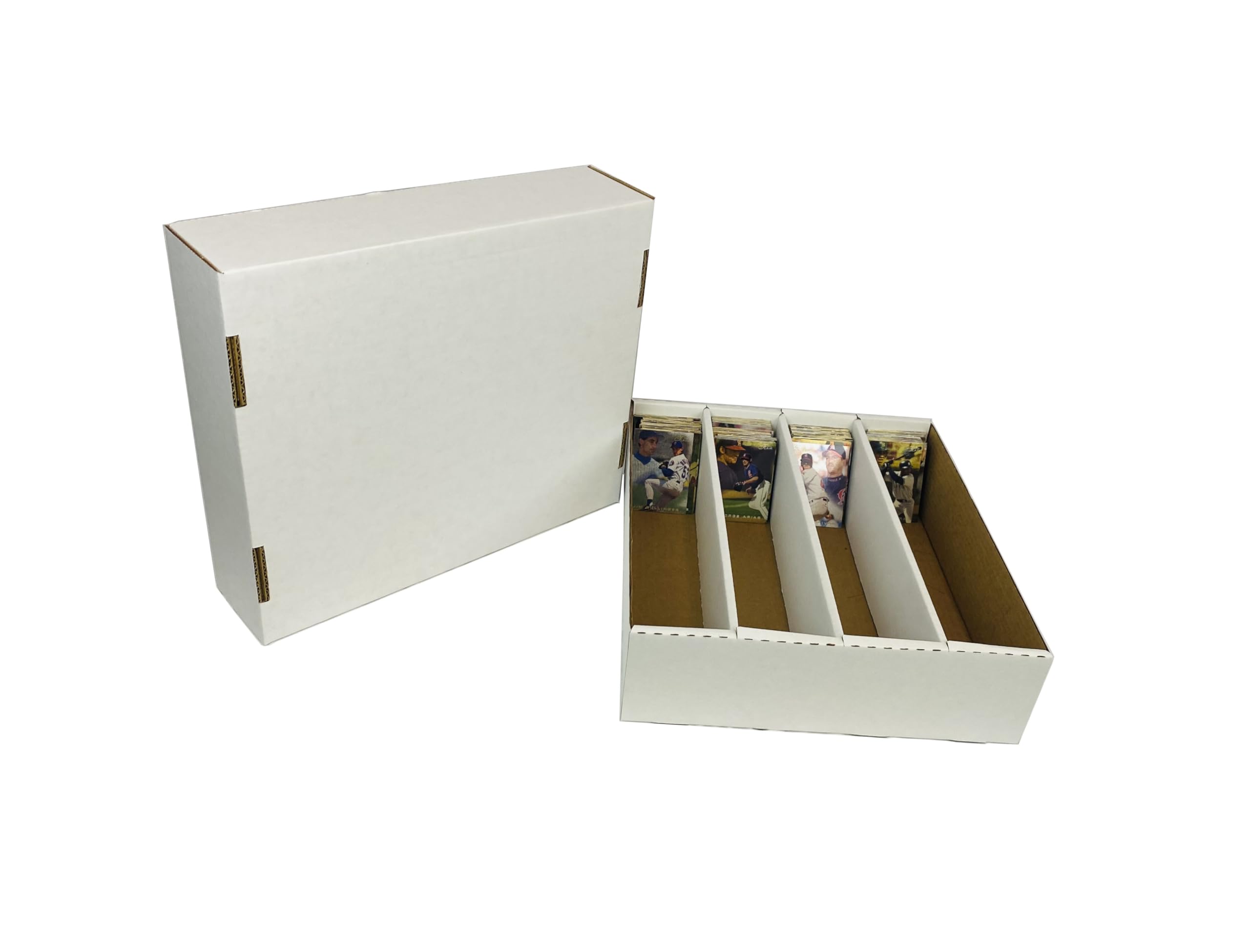 3) Max Protection 4 Row Trading card Storage Box - Durable cardboard Box  for Sports, card collection - 200 lb Test Strength, Fu