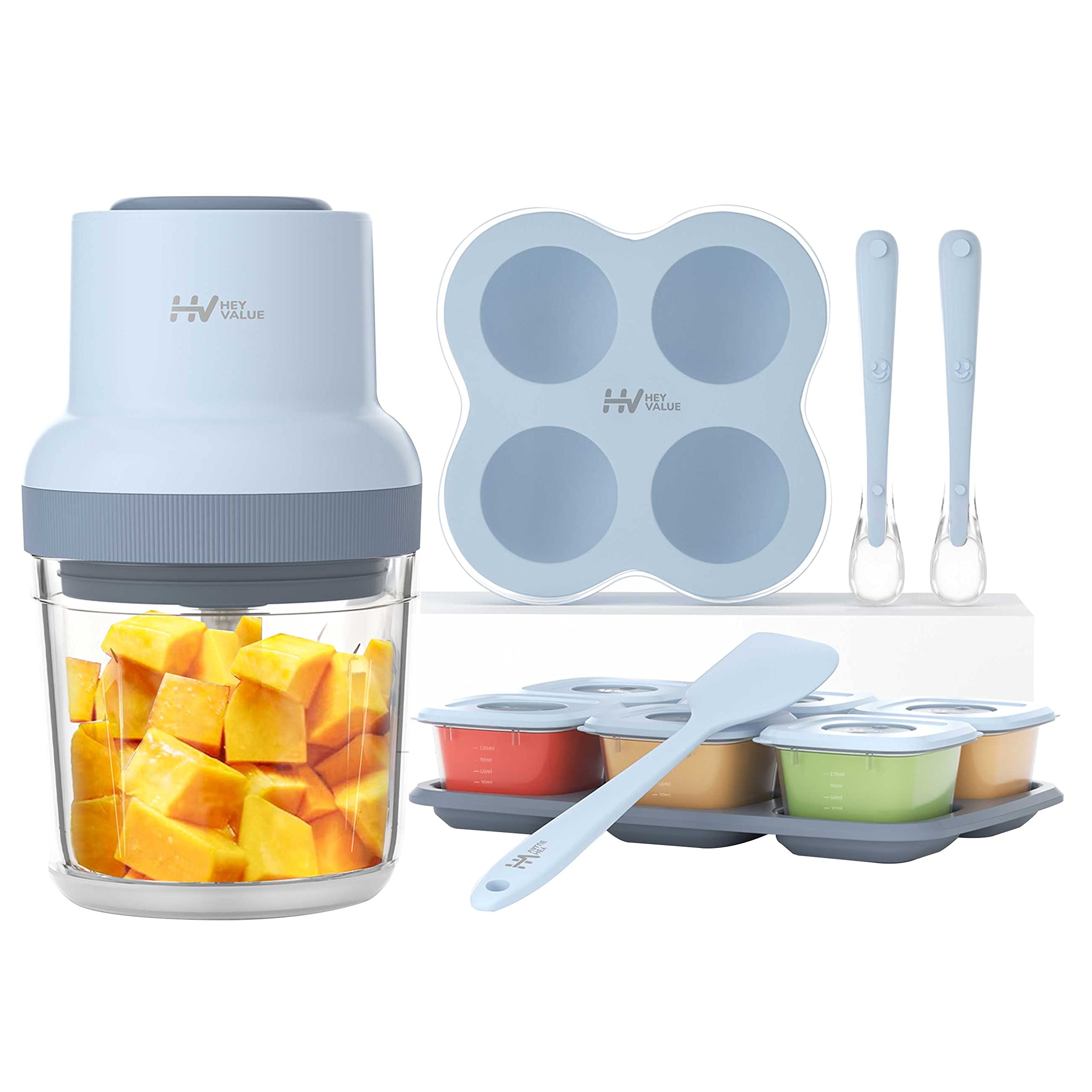 HEYVALUE Baby Food Maker, 13-in-1 Baby Food Processor gift Sets for Baby Food, Fruit, Vegatable, Meat, Baby Food Blender with Ba