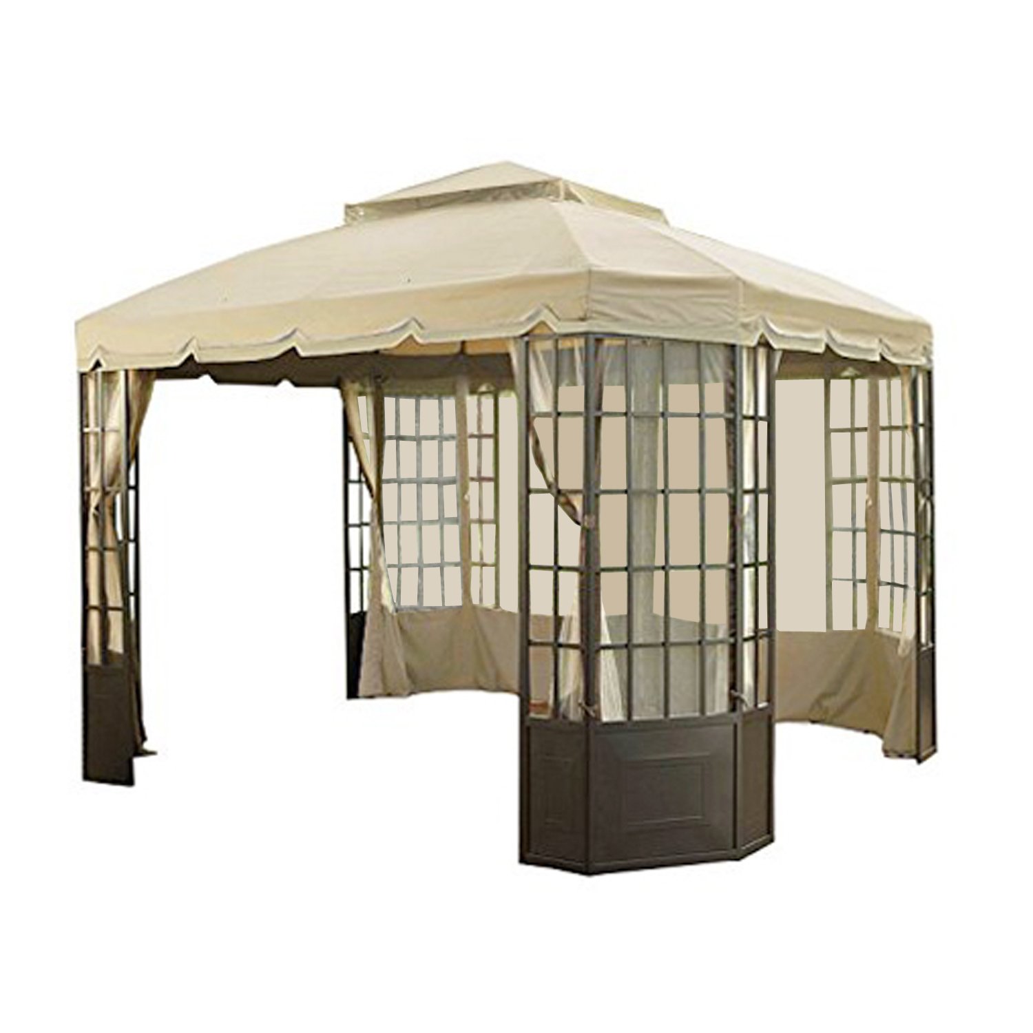 garden winds replacement canopy top cover for sears bay window gazebo - riplock 350 - beige