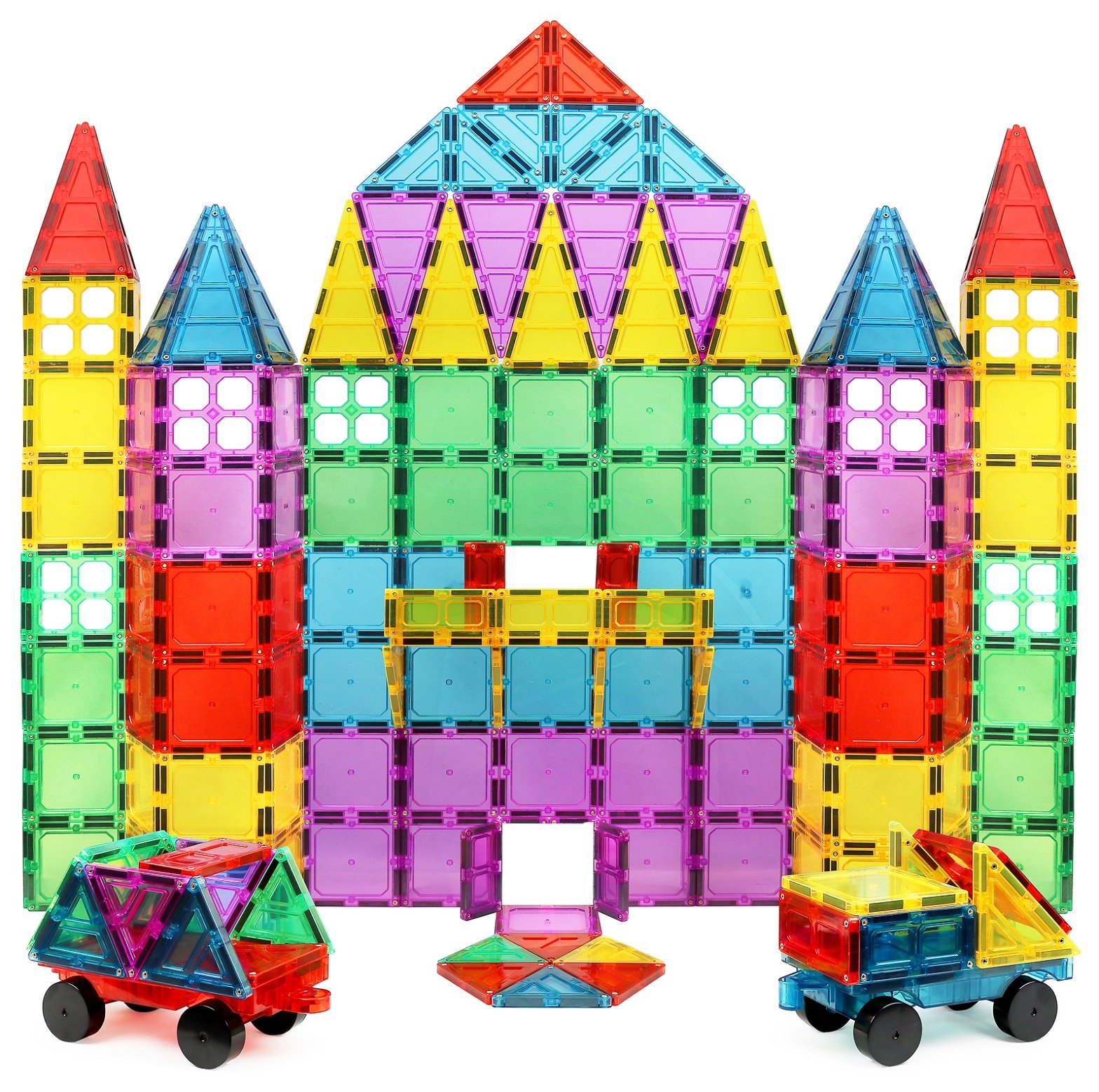 Magnet Build 100-Piece Extra Strong Magnetic Tiles Set - Magnets for Kids, 3D Tile Assorted Shapes & colors, STEM Learning Toys 