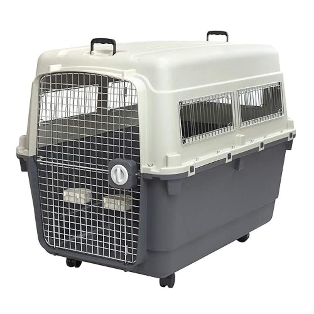 Sport Pet SportPet Designs Plastic Kennels Rolling Plastic Airline Approved Wire Door Travel Dog crate, XXX-Large