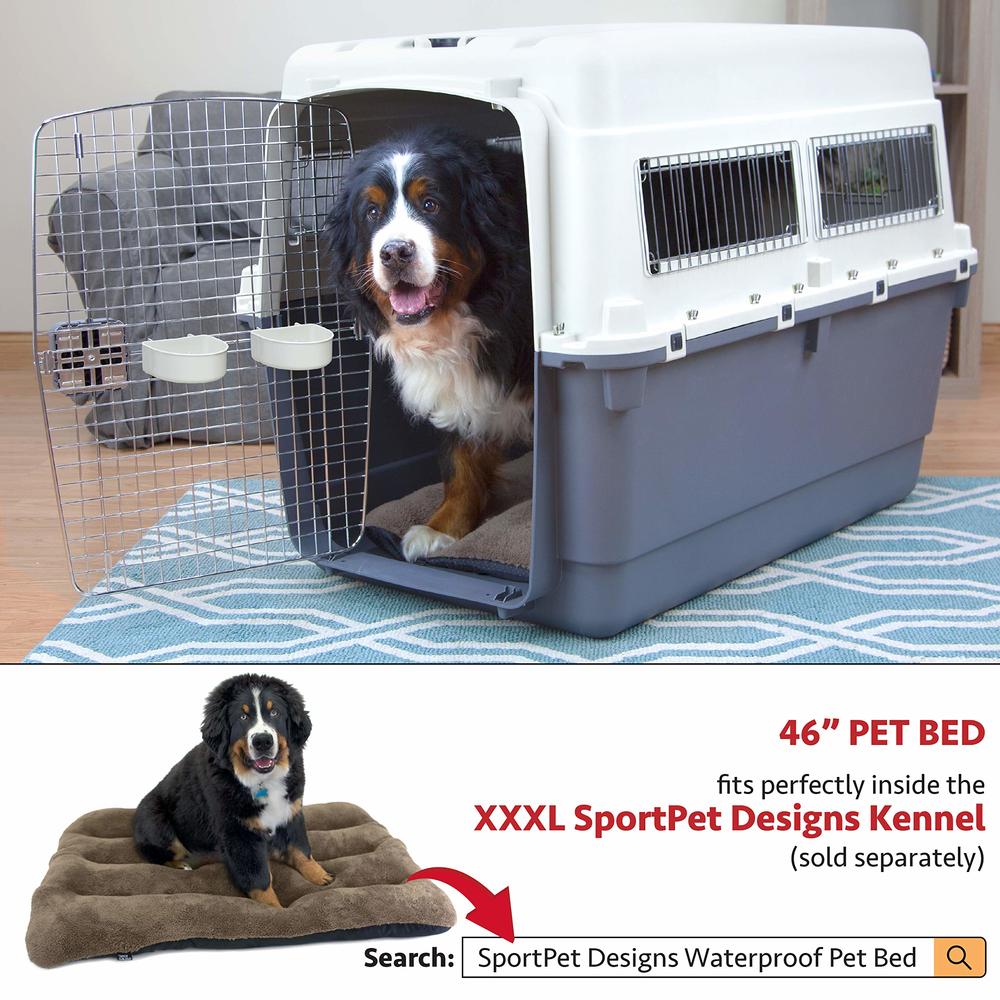 Sport Pet SportPet Designs Plastic Kennels Rolling Plastic Airline Approved Wire Door Travel Dog crate, XXX-Large