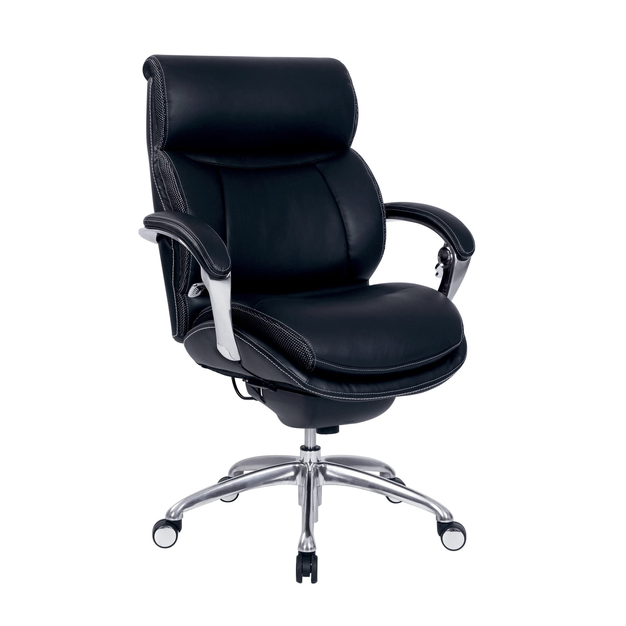 SertaA icomfort i5000 Ergonomic Bonded Leather Mid-Back Managers chair, Onyx BlackSilver