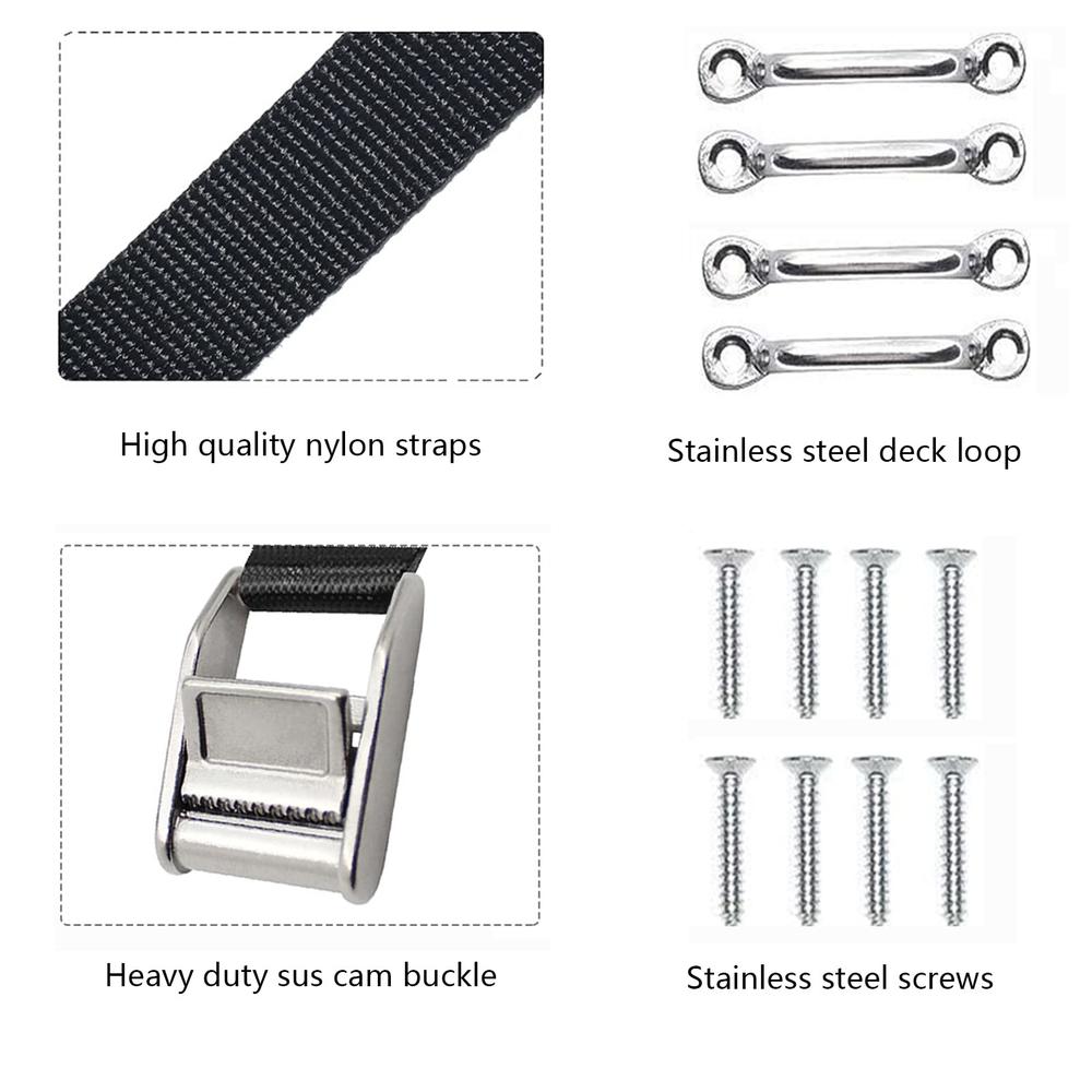 Rosemarie Battery Tie Down Straps for Boats,Stainless Steel Cam Buckle Straps,Cooler Tie Down Kit with Stainless Brackets and SS Screws Us