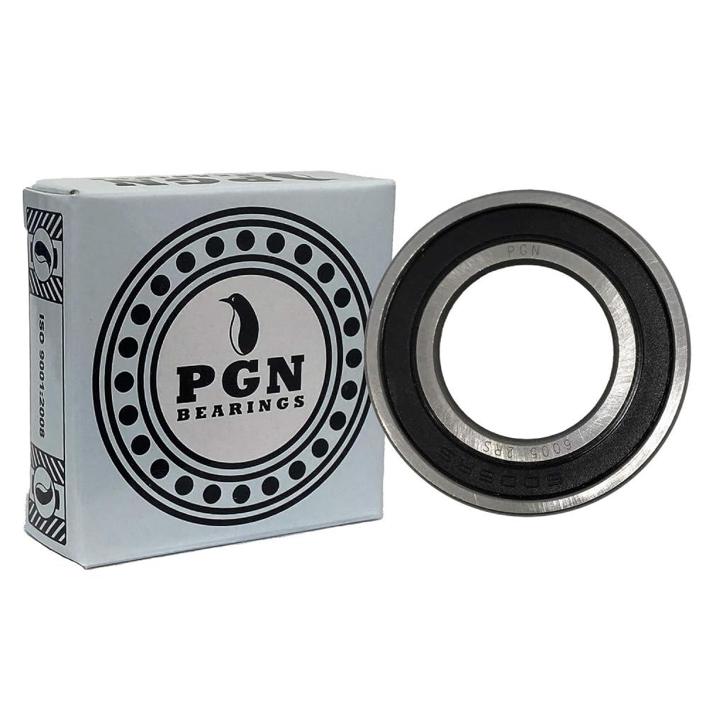 PGN Bearings PGN (10 Pack) 6005-2RS Bearing - Lubricated Chrome Steel Sealed Ball Bearing - 25x47x12mm Bearings with Rubber Seal & High RPM S