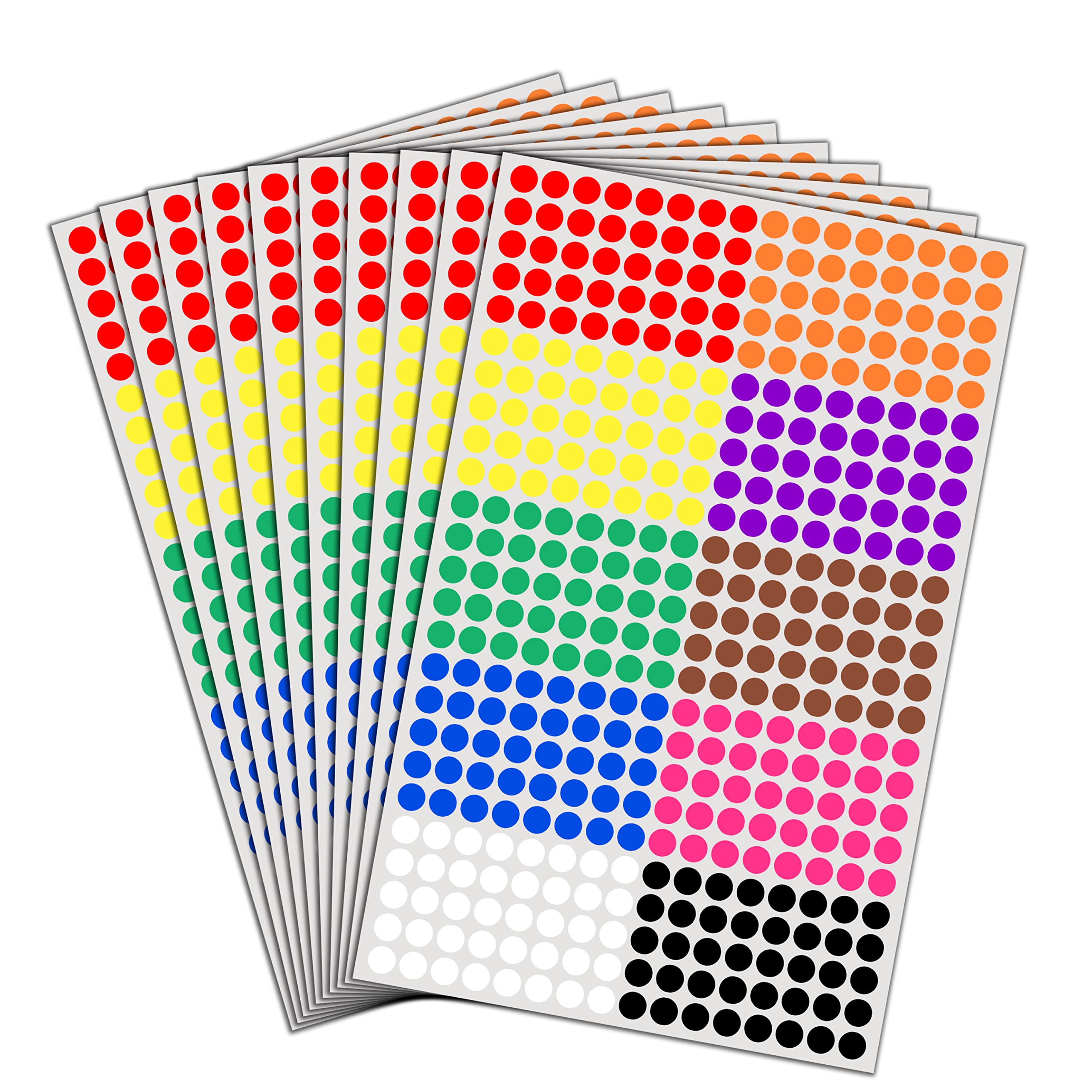 TownStix 8 6000 Pack, 1/4 Small Colored Dot Stickers Round Labels