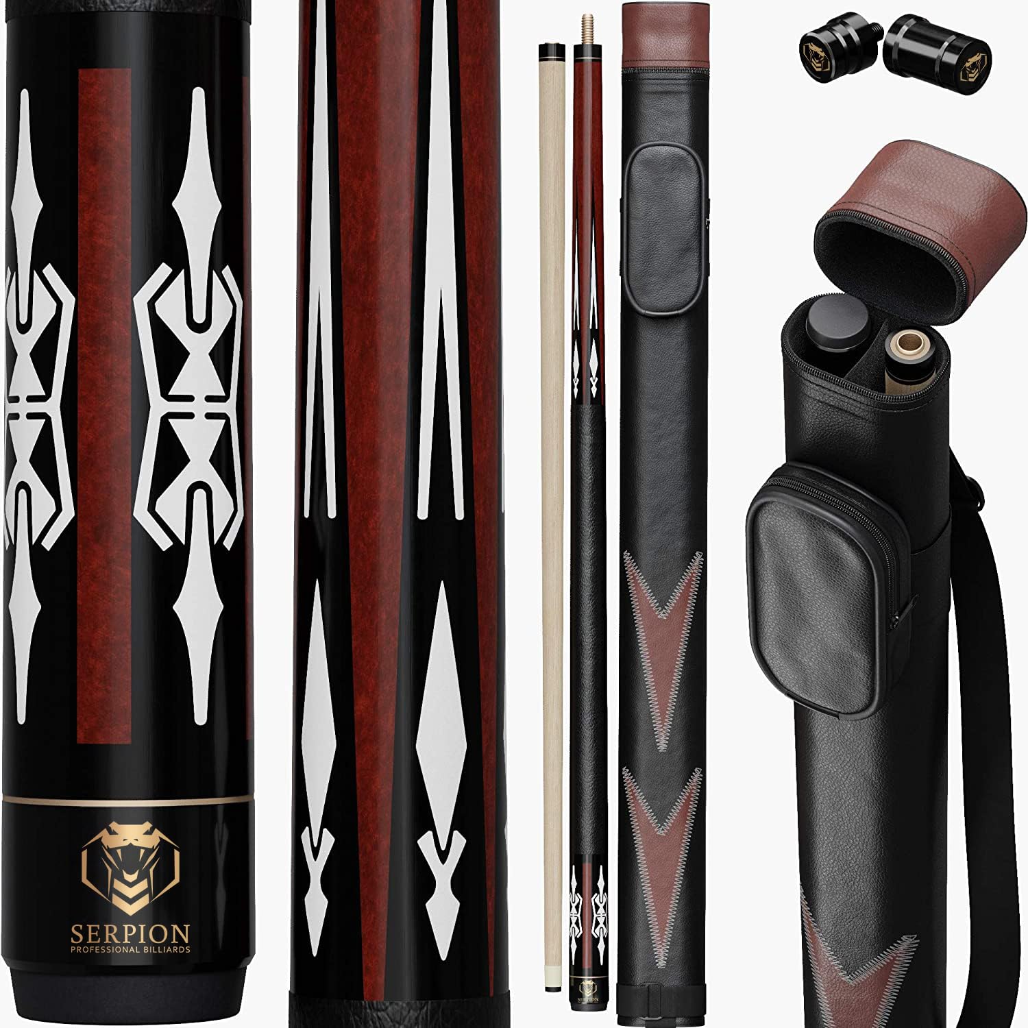 Serpion - Pool Cue Stick 100% Canadian Maple Wood. Professional Billiard Pool Cue Stick with Hard Case and Joint Protectors