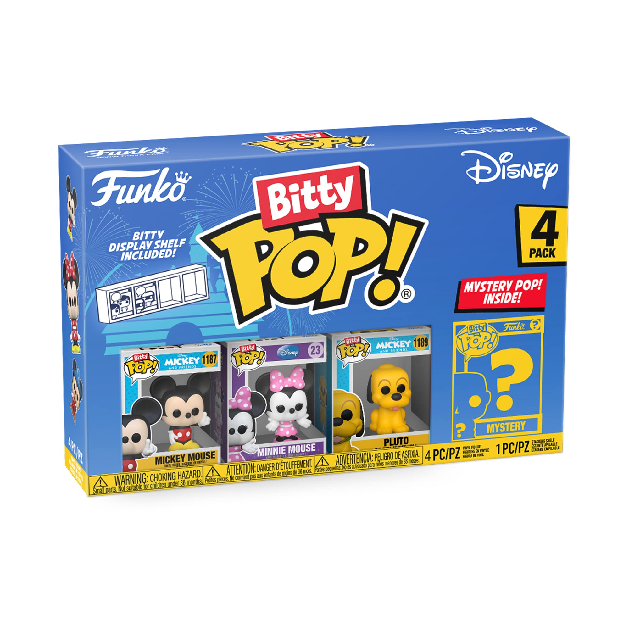 Funko Bitty Pop! Disney Mini Collectible Toys - Mickey Mouse, Minnie Mouse, Pluto & Mystery Chase Figure (Styles May Vary) 4-Pac
