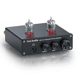 Fosi Audio Box X4 Phono Preamp with JAN 5654W Vacuum Tubes for MM Turntable Phonograph Record Player with Volume Bass Treble Con