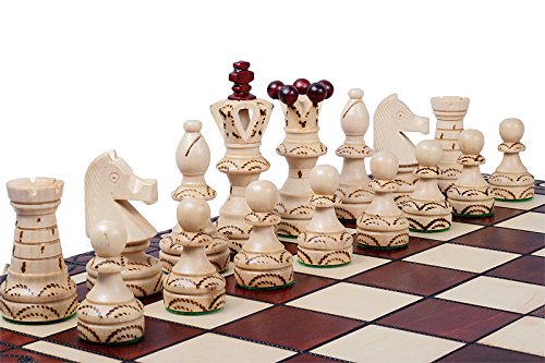 Chess and games shop Beautiful Handcrafted Wooden Chess Set with Wooden Board and Handcrafted Chess Pieces -1-2 players, Gift idea Products (21" (55 
