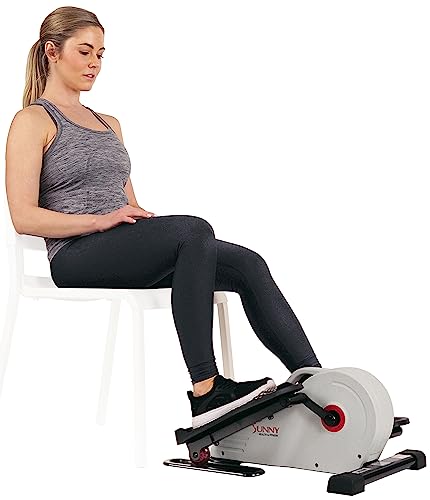 Sunny Health & Fitness Fully Assembled Magnetic Under Desk Elliptical Peddler, Portable Foot & Leg Pedal Exerciser(White) - SF-E