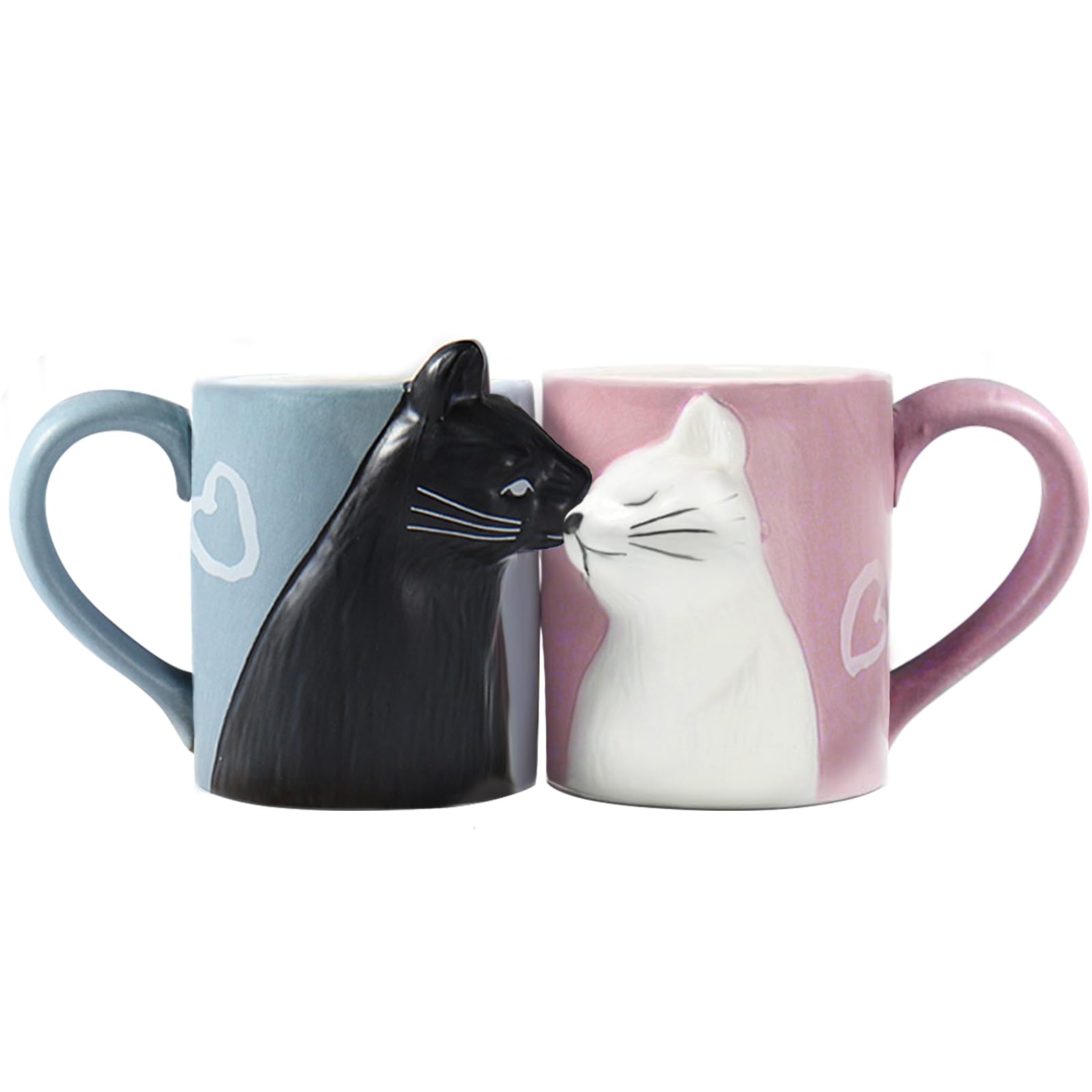 MengCat Wedding Gifts Cute Kissing Cat Coffee Mug Set 12oz Couple Gifts  Engagement Gifts for Couples Cute Mugs Cat Mug for Cat L