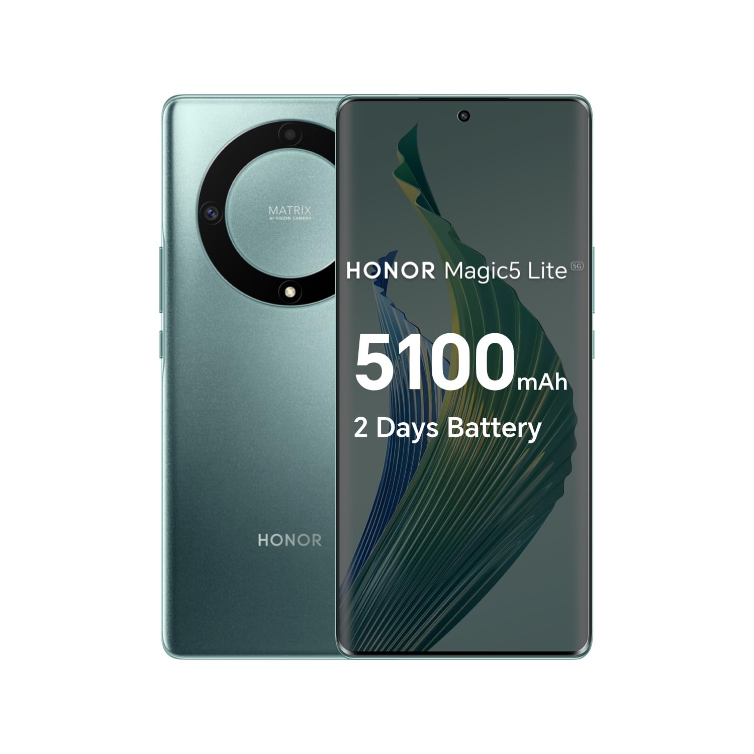 Honor Magic5 Lite Dual-SIM 256GB ROM + 8GB RAM (Only GSM | No CDMA) Factory Unlocked 5G Smartphone (Emerald Green) - Internation