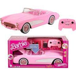 Hot Wheels RC Barbie Corvette, Battery-Operated Remote-Control Toy Car from Barbie The Movie, Holds 2 Barbie Dolls, Trunk Opens 